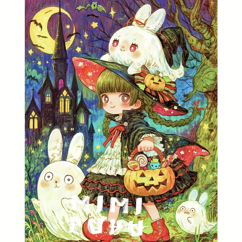 Photo Mosaic Print - Diamond Painting Charming Witch And Ghost