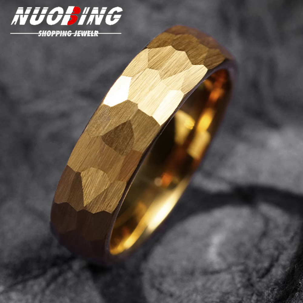 Initial Ring Custom - Hammered Multi-faceted Titanium Rings For Men