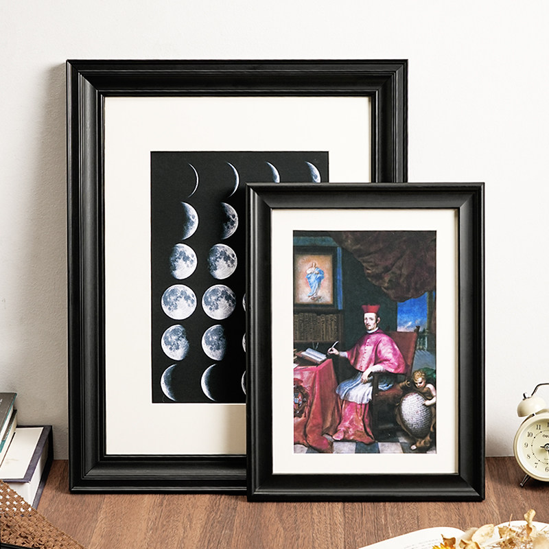 Engraved Wood Frame - Vintage Black Solid Wood Picture Frame