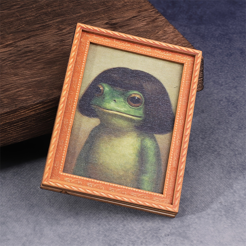 Engraved Wood Frame - Mini Wooden Photo Frame Frog Fridge
