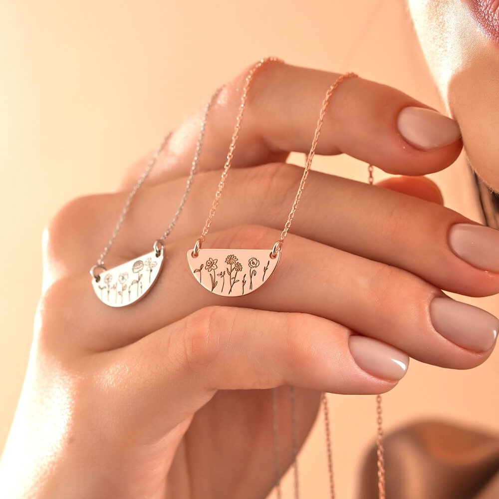 Custom Birth Month Flower Neck - Birth Flower Necklace review and price
