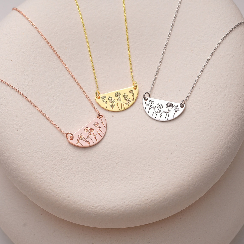 Custom Birth Month Flower Neck - Birth Flower Necklace review and price