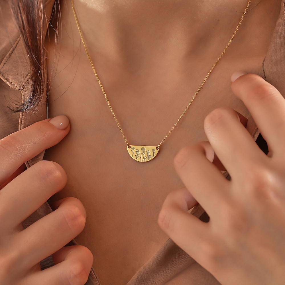 Custom Birth Month Flower Neck - Birth Flower Necklace review and price