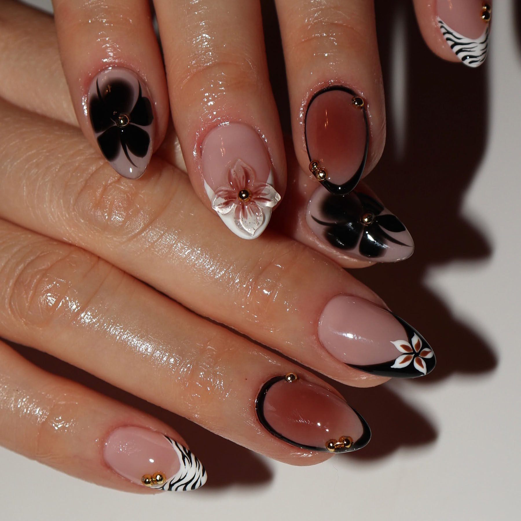 24pcs Flower False Nails Brown - Pressed Flower Art review and price
