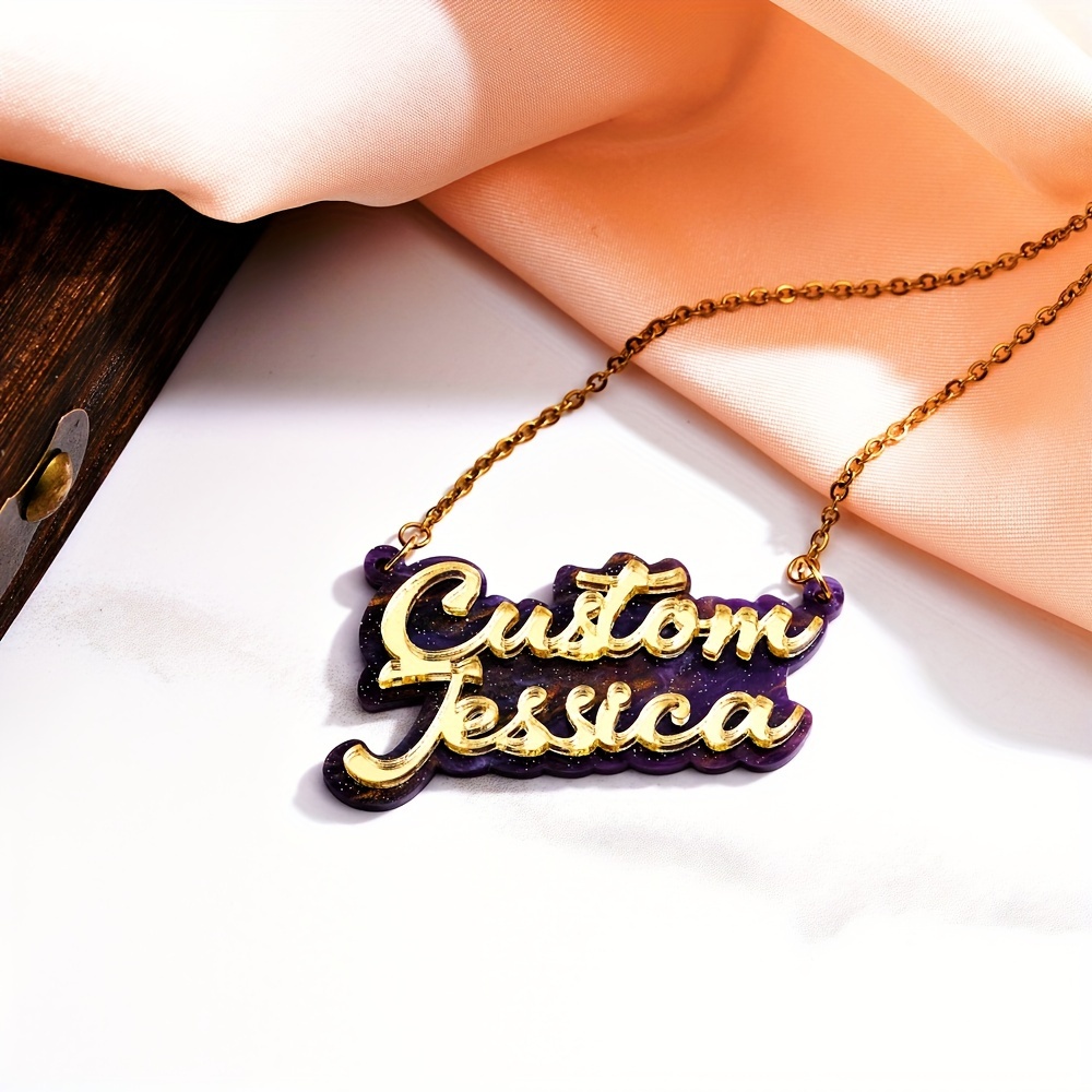 Personalized double-layer acry - Name Necklace Custom review and price