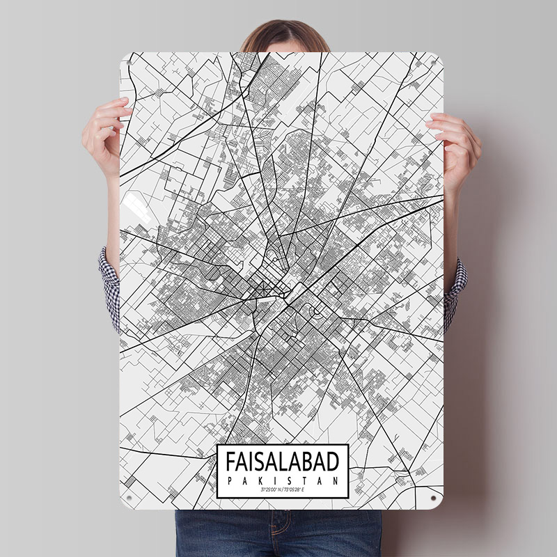 Faisalabad City Map Pakistan L - Custom Map Poster review and price