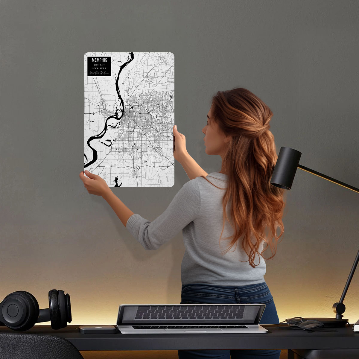 Memphis TN USA Tinplate Signs  - Custom Map Poster review and price