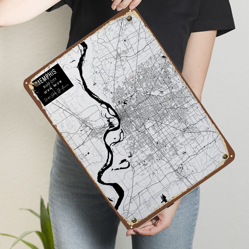 Memphis TN USA Tinplate Signs  - Custom Map Poster review and price