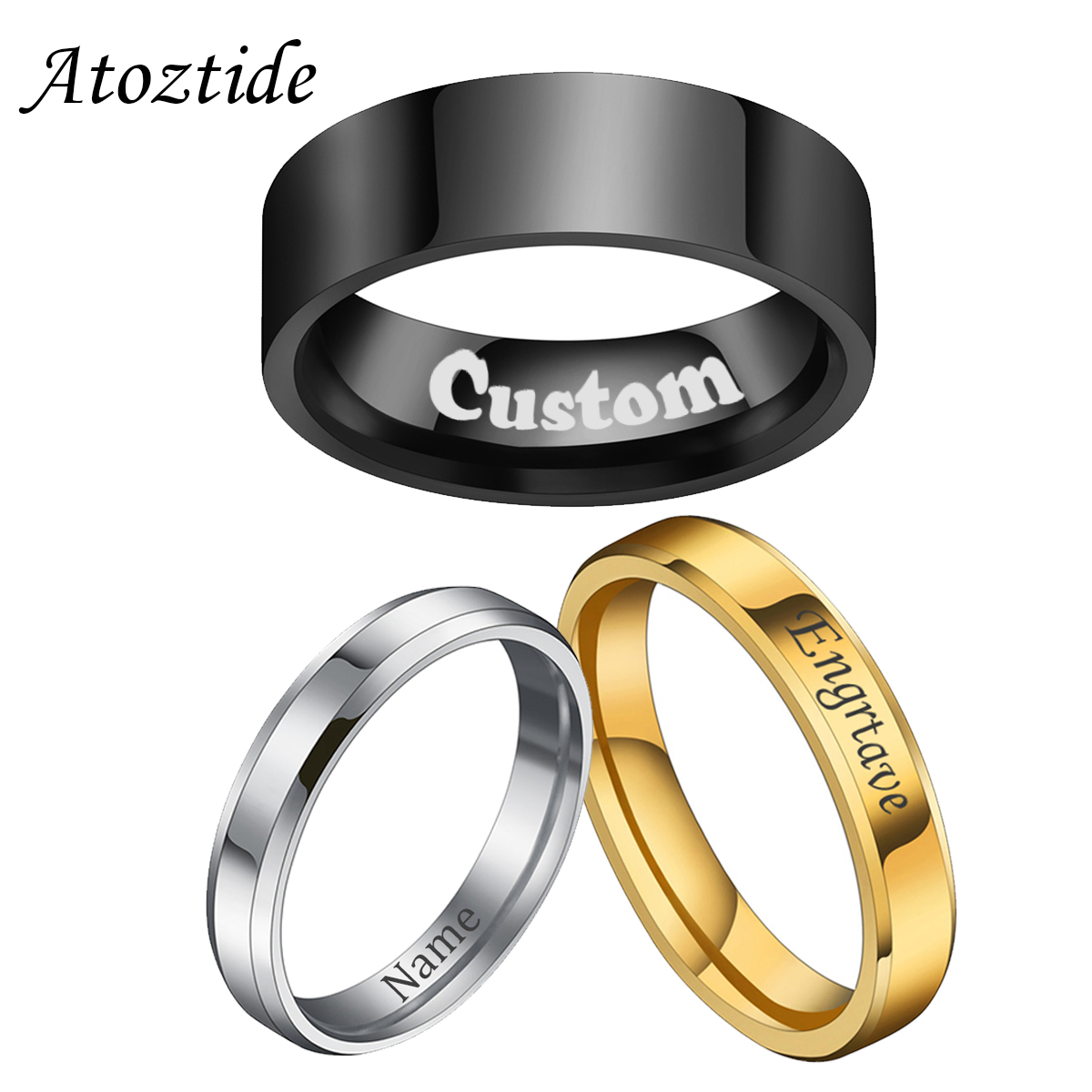 Atoztide 4/6/8mm Personalized  - Initial Ring Custom review and price