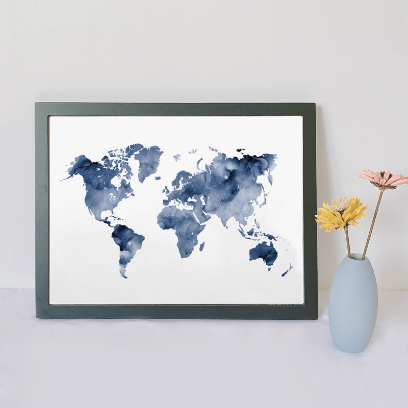 Blue World Map Print Navy Map  - Custom Star Map review and price