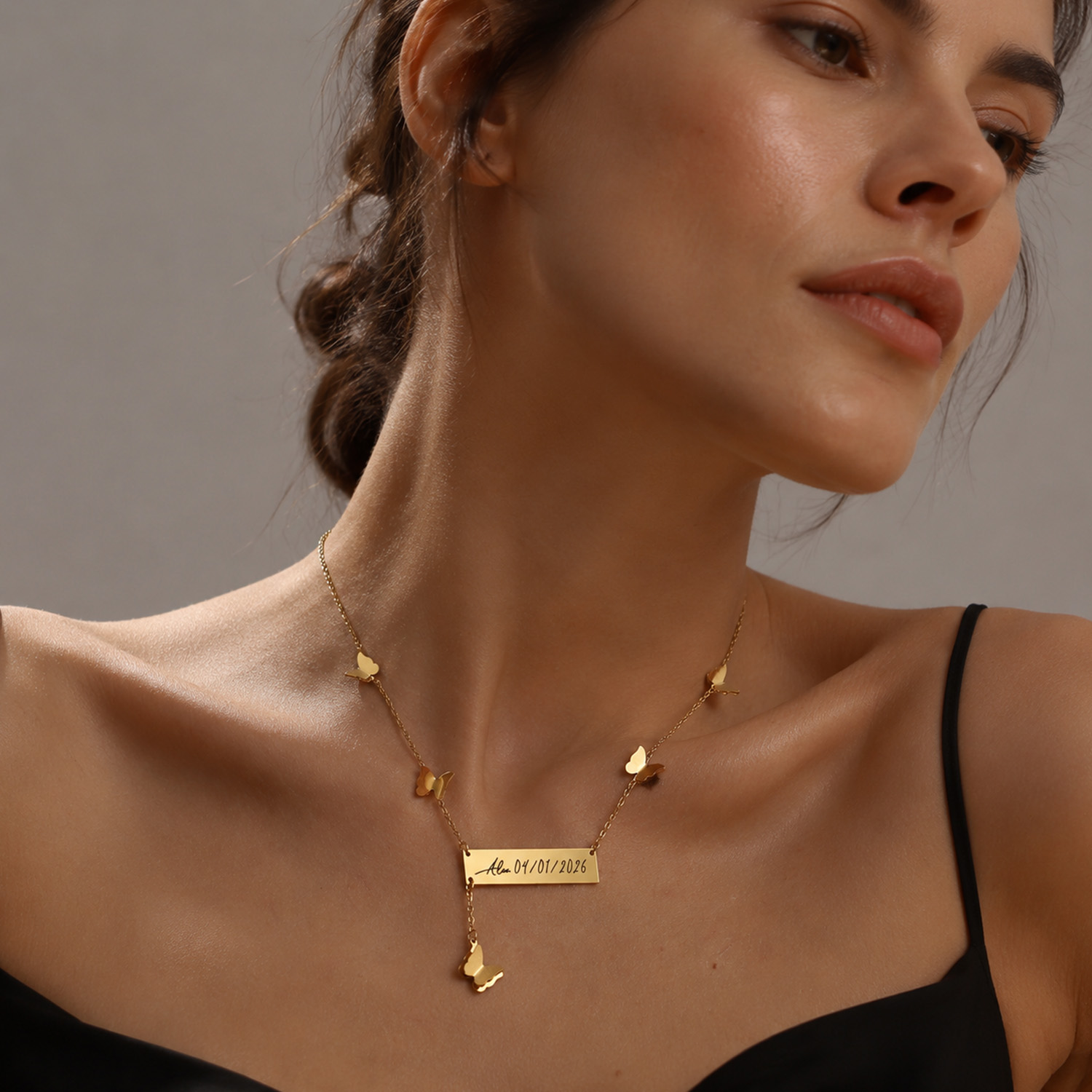 Personalized Butterfly Bar Nam - Handwriting Necklace Bar review and price