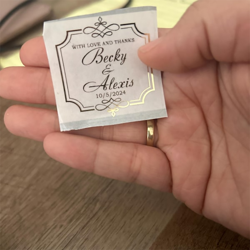 Custom Gold Foil Wedding Favor - Personalised Candle Label review and price