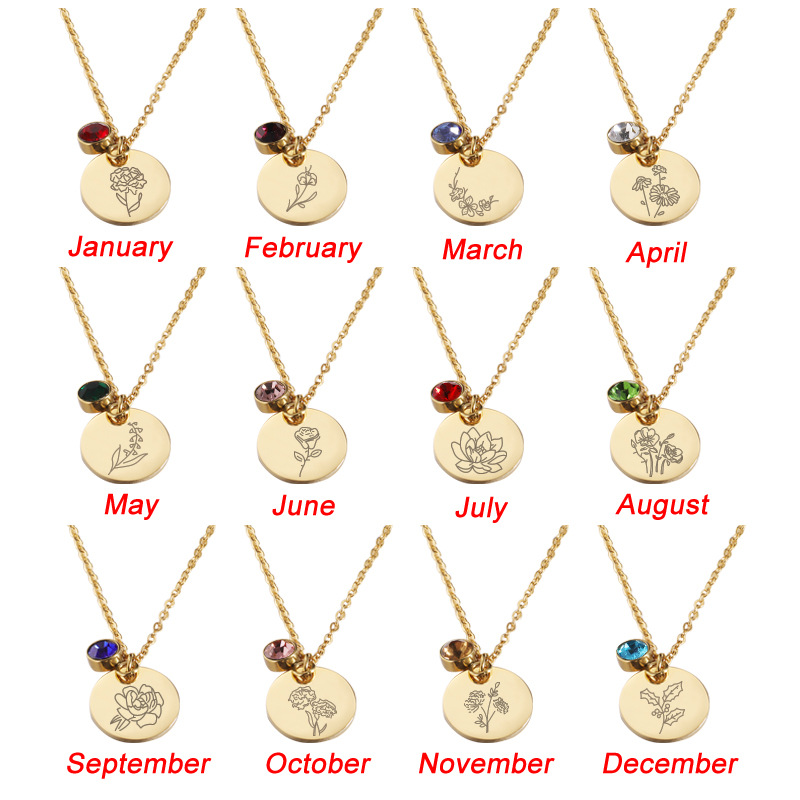 Crystal Birthstone Necklace fo - Birth Flower Necklace review and price