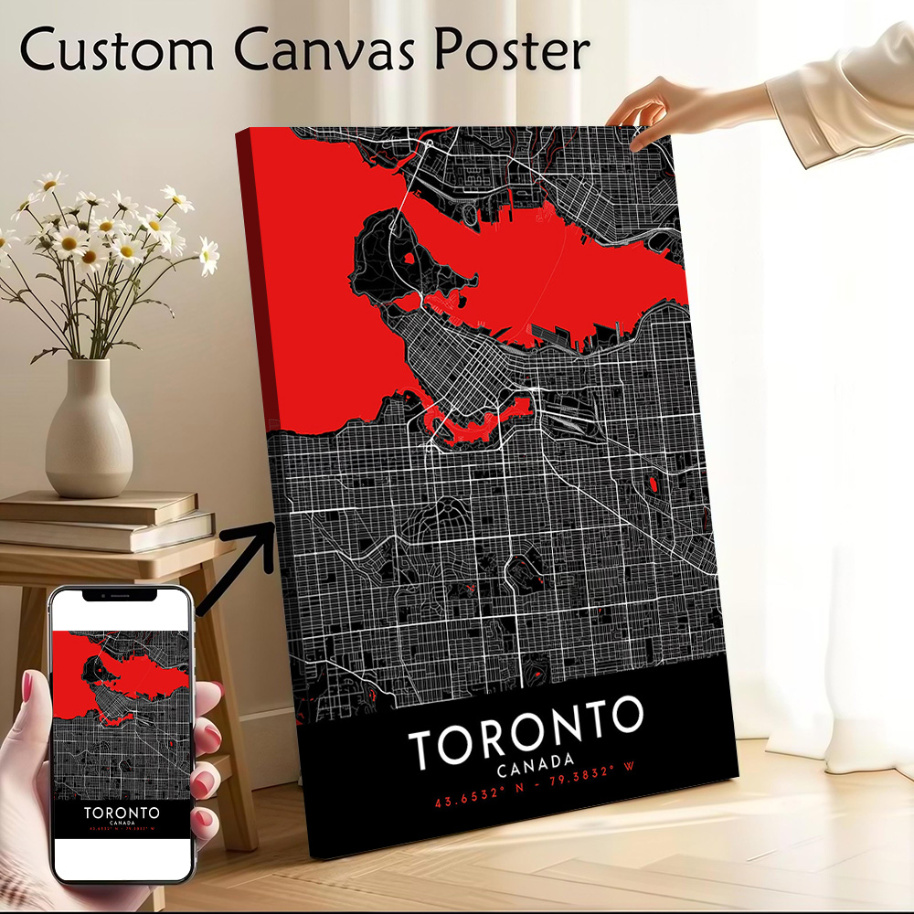 Toronto Dark Map Canvas Wall A - Custom Map Poster review and price