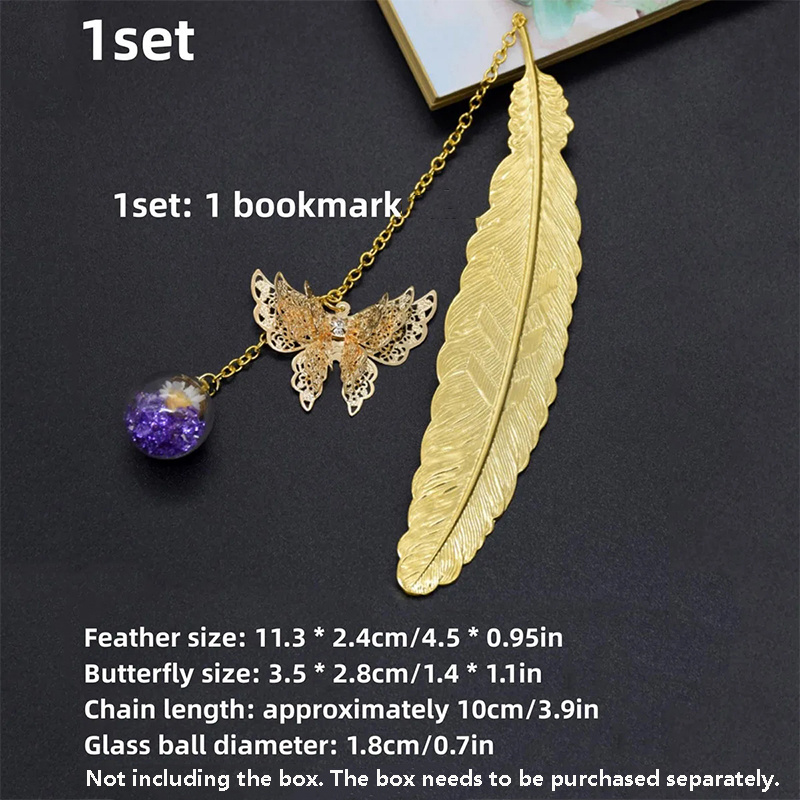 1pc Chinese Style Metal Feathe - Dried Flower Bookmark review and price