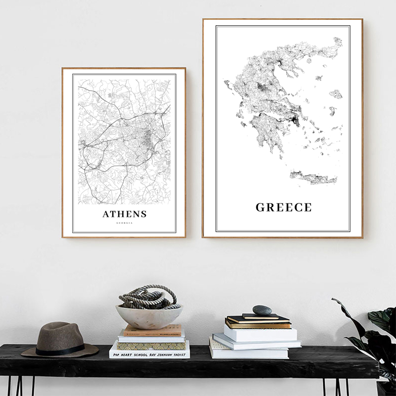 Greece Road Map Poster Black a - Custom Star Map review and price