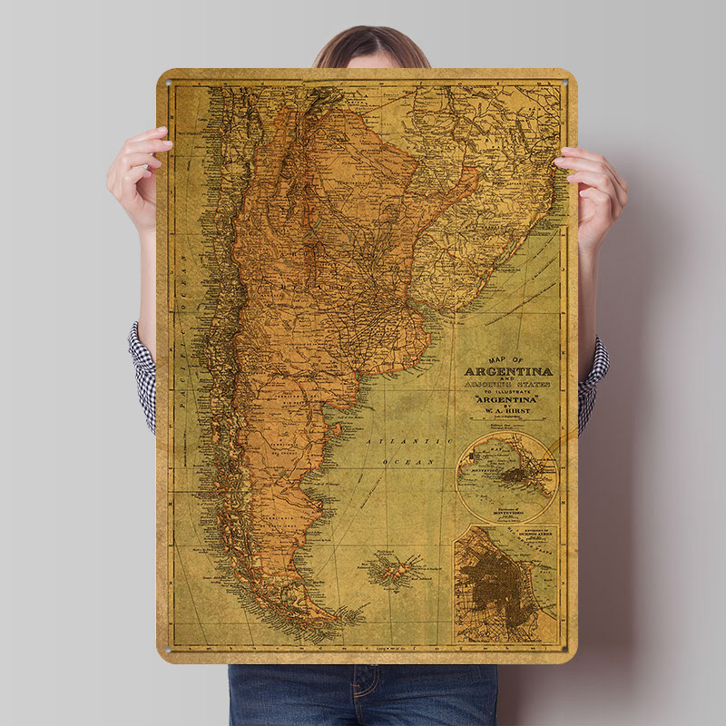 Vintage Map of Argentina Tin P - Custom Map Poster review and price