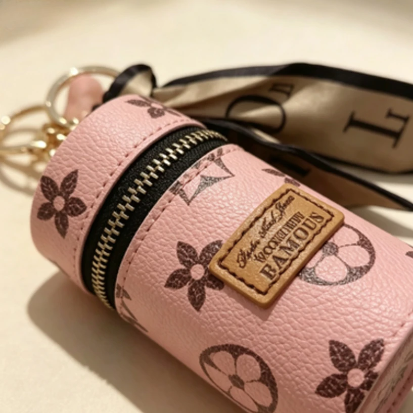 Pink Floral Monogram Print Cyl - Monogram Keychain Leather review and price