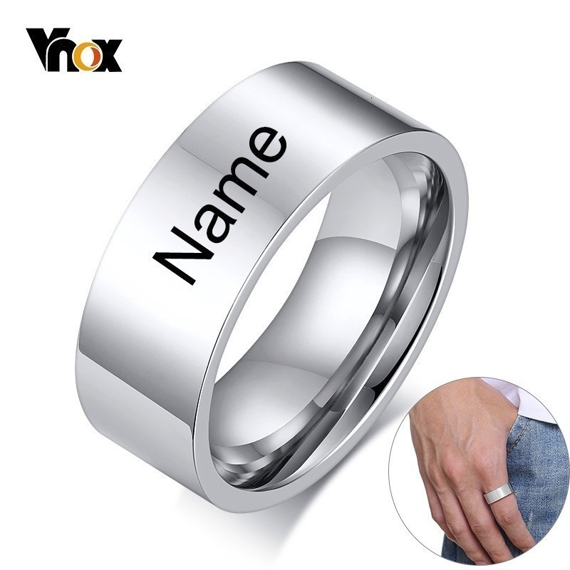 Vnox 8mm Classic Plain Ring fo - Initial Ring Custom review and price