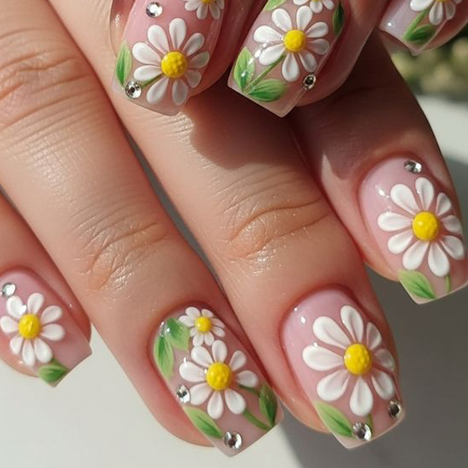 Short Medium fake nails for wo - Pressed Flower Art review and price