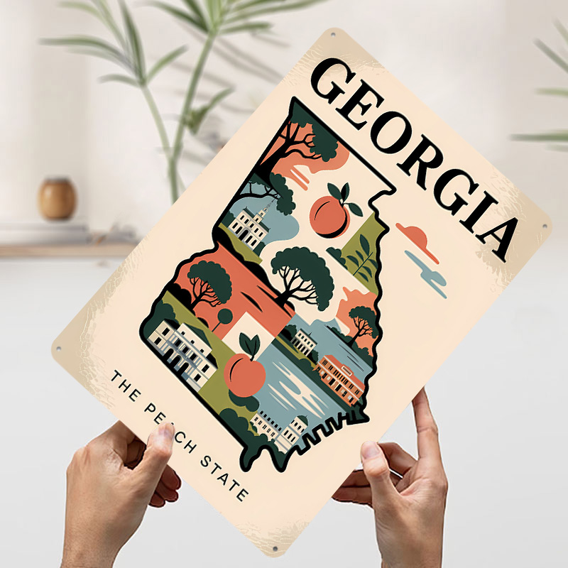 Georgia: The Peach State Illus - Custom Map Poster review and price
