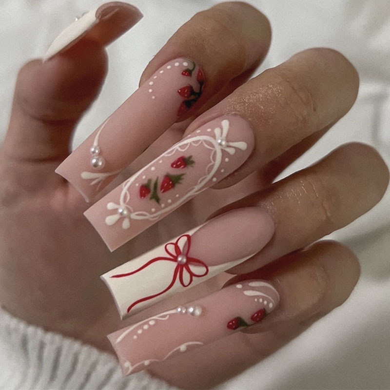 24pcs Flower Press on Nails Ar - Pressed Flower Art review and price